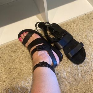 Black leather Sigerson Morrison flat sandals